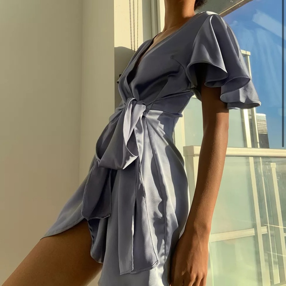 Urban Outfitters Satin Wrap Mini Dress